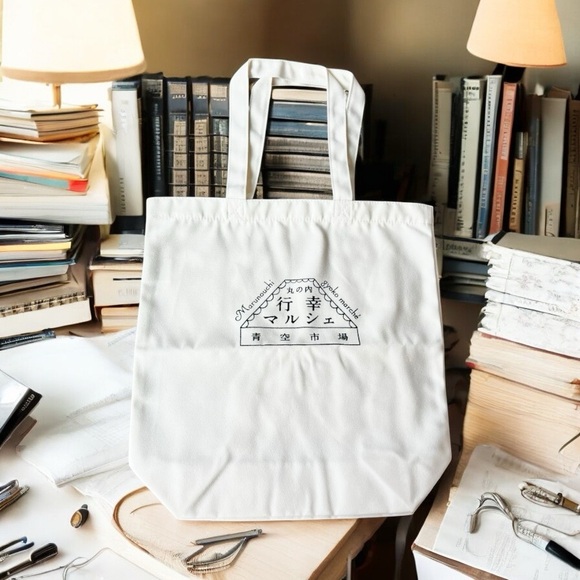 Japanese Market Shopping Cotton Canvas White Tote Bag Eco-Friendly Bag New - Picture 2 of 10